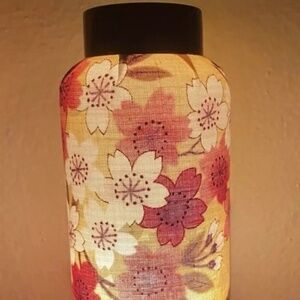 Japanese Style Fabric Wall Plug In Night Light, Cherry Blossom Floral Pattern